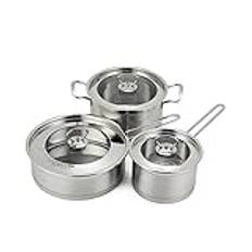 Massivt Köksredskapsset Kombination Rostfritt Stål Woksoppa Gryta Mjölkgryta Stekpanna Presentset Gryta För Hushållsbruk,Silver-3pots set