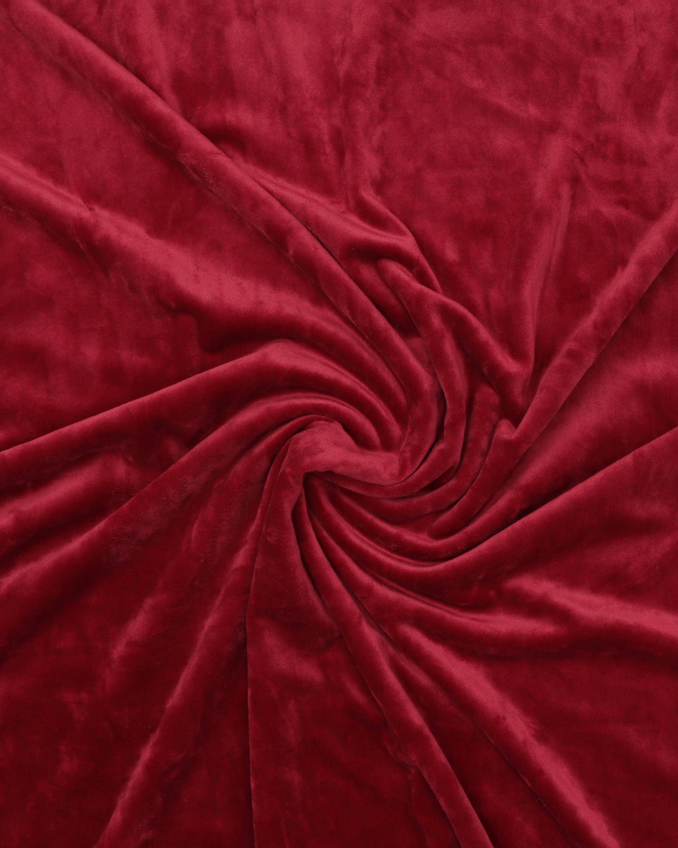 Stræk velour - Mørk hindbærrød - 8% Elastan, 92% Polyester
