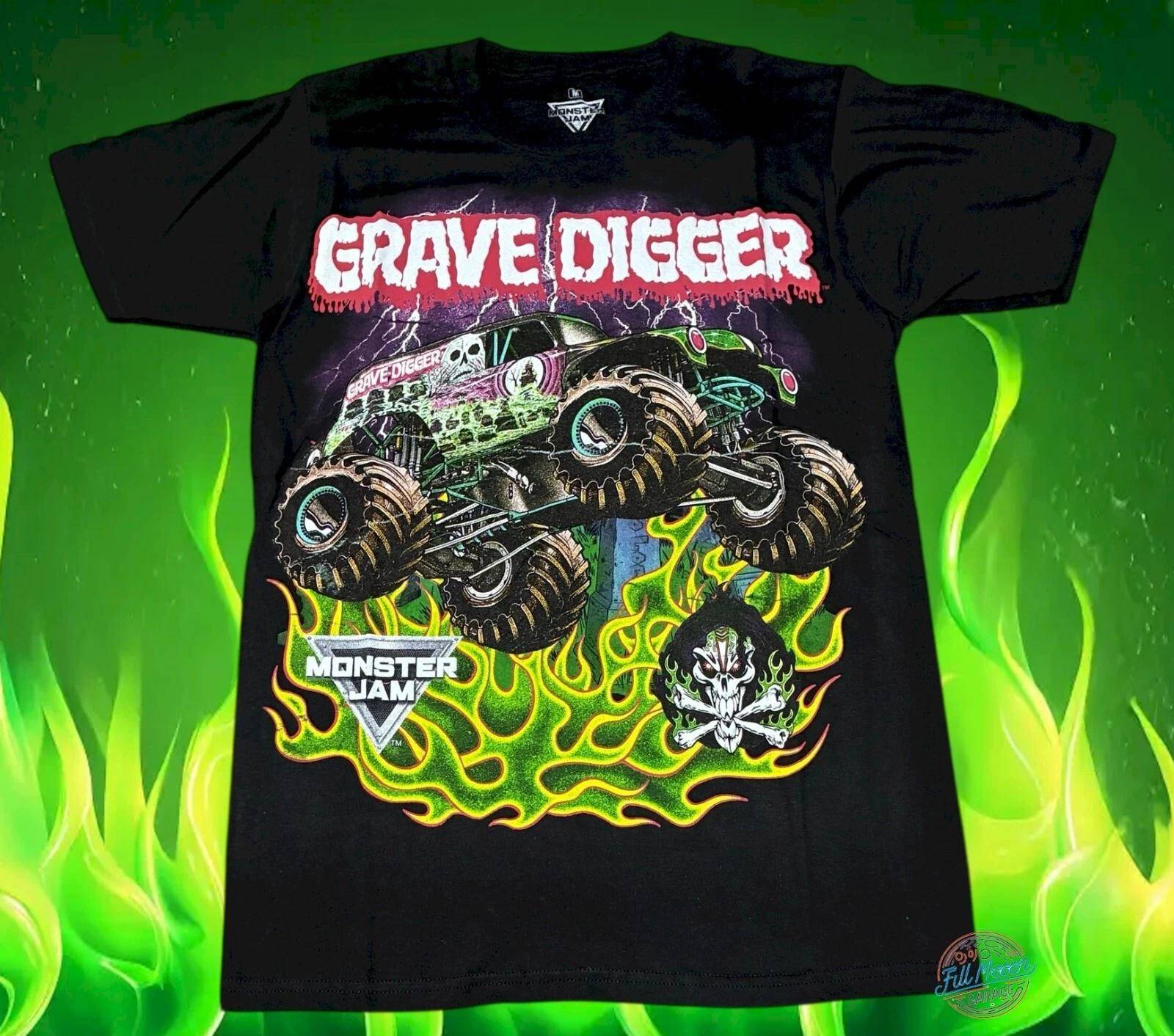 Nytt Grave Digger Monster Jam Truck Svart Klassisk Herr T-shirt cm gray
