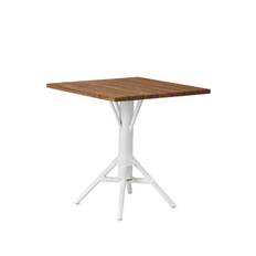 Utebord Nicole 70 x 70 vit/teak Sika-Design
