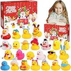 Gummiankor adventskalender 2024 adventskalender ankor jul nedräkning kalender med 24 olika gummiankor badankor klämleksak för att minska stress, jul kalender låda för barn
