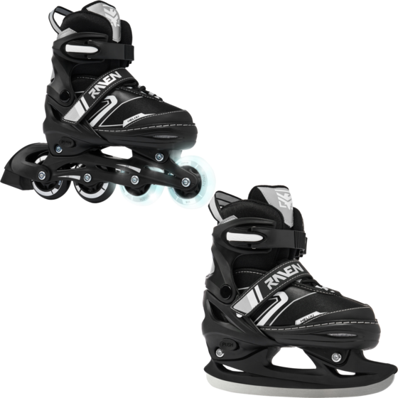 Raven 2in1 Helixi Hockey (2 Front Led Wheels) Inlines Svart / Grå - 30-33