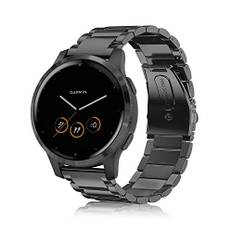 Fintie Armband kompatibelt med Garmin Vivoactive 4/Garmin Venu 2/Venu 3/Garmin Forerunner 255/265/745–22 mm klockarmband rostfritt stål metall ersättningsband med dubbelt viklås