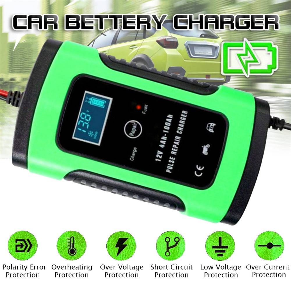 12v bilbatteriladdare automatisk hoppstarter power bank boosterunderhållare 6a lcd intelligent digital display pulsreparationsladdare - Au plugg