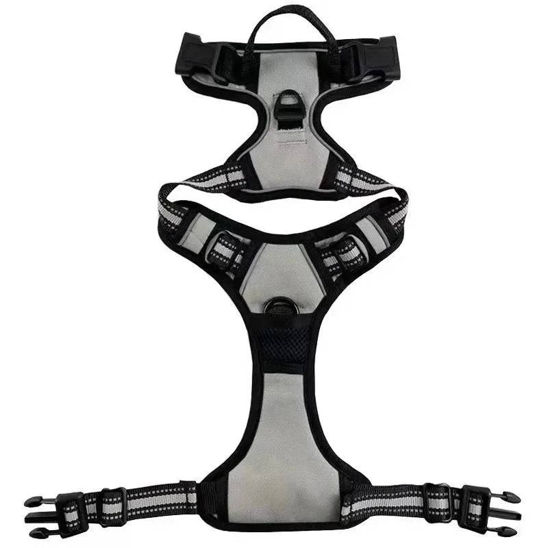 Reflective Adjustable Vest Harness for Dogs and Cats - Grey / XL (XL)