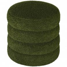 Fotpall Teddy Fleece Grön Cylindrisk Form Φ 40 x 45 cm