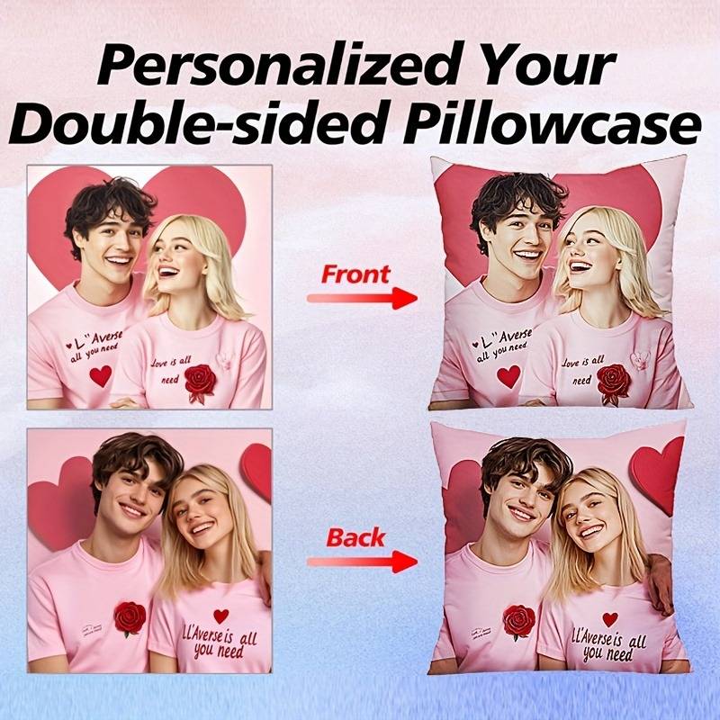 1 Pc Custom Double-sided Printed Pillowcase with Zipper Chic Holiday Photo Gift Polyester Fiber Home Decorations Pillowcover