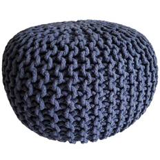 Stickpall pouf Ø 45 cm sittplats puffstol puff grovt-stickad - blå