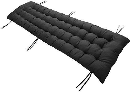 Monbaer Klassisk trädgårdsdyna, tjock bänkkudde, mjuka dynor för utomhusstolar, gräsmatta och lounger, 2-/3-sitsig dyna, för burspråk inomhus, ersättning, 160 x 50 cm, svart