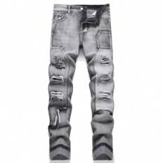 Herrmode Ripped Skinny Daily Wear Casual Jeans - Grå - 28,30,32,36,38,40,34