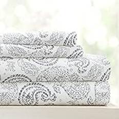 Linen Market Double-Brushed Patterned Microfiber King Sheet Set 4 Piece – Oeko-TEX Certified Ultra Soft & Wrinkle-Free - 16" Deep Pocket Sheets - Easy Care King Size - Coarse Paisley Navy
