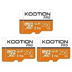 KOOTION 256 GB Micro SD-kort 3-pack, TF-kort Micro SDXC-minneskort V30 A1 appprestanda hög hastighet microSD-kort, U3, V30, A1