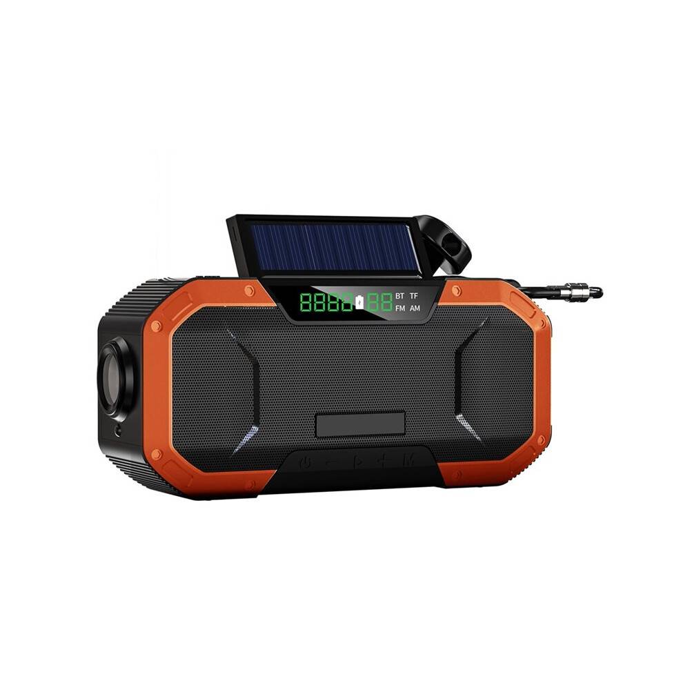 Emergency Solar Hand Crank Radio 5000mAh Power Bank Speaker LED Flashlight SOS Alert Outdoor FM/AM Radio