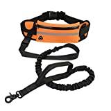 Hund Hands Koppel, för Utomhusjogging Promenader Nattlöpning, med Dragkedja Reflekterande, Löparkoppel Midjeväska Pack, Justerbart Midjebälte, 5 Färger (orange)