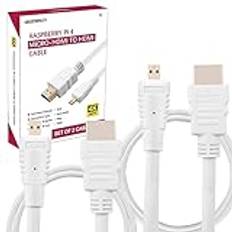 GeeekPi 2-pack micro HDMI till HDMI-kabel, 1m, 4K upplösning, stöder hög hastighet, 4K 60Hz 2160P för Raspberry Pi 5, Pi 4B, GoPro Hero 7 Black Hero 4 5 6, Sony A6000/6300-kamera, Nikon B500