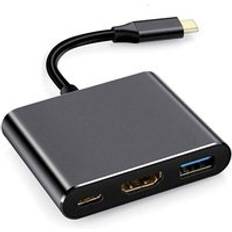 Thunderbolt 3 adapter usb typ c hub hdmi-kompatibel 4k support samsung dex mode usb-c dock med pd för macbook pro/air - Svart