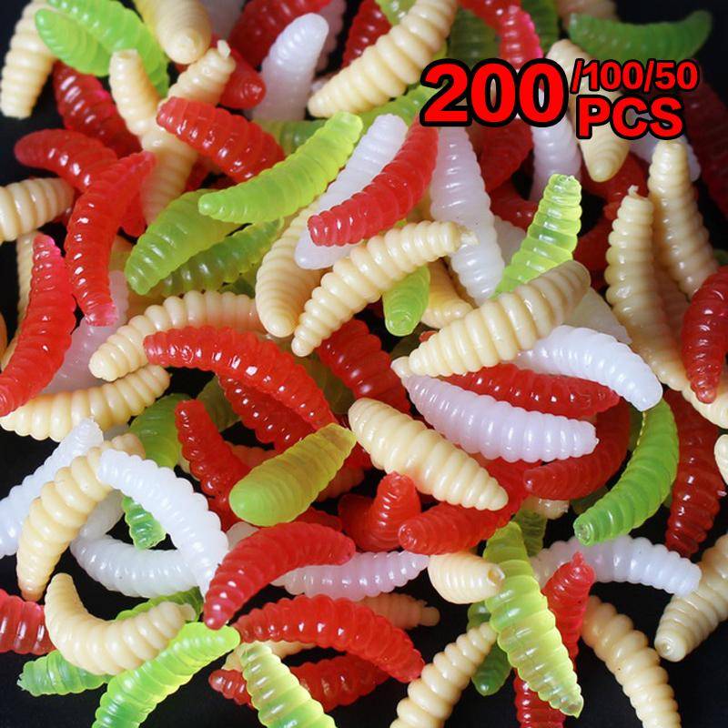 200/100/50 st Mjukt bete Brödmask Maggot Grub Mjukt lockbete Lukt Maskar Glöd Räkor Fiskedrag