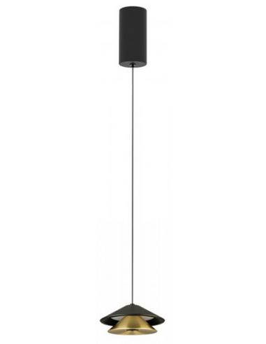 Loftlampe i aluminium Ø13 cm 9W LED - Satineret sort/Børstet guld