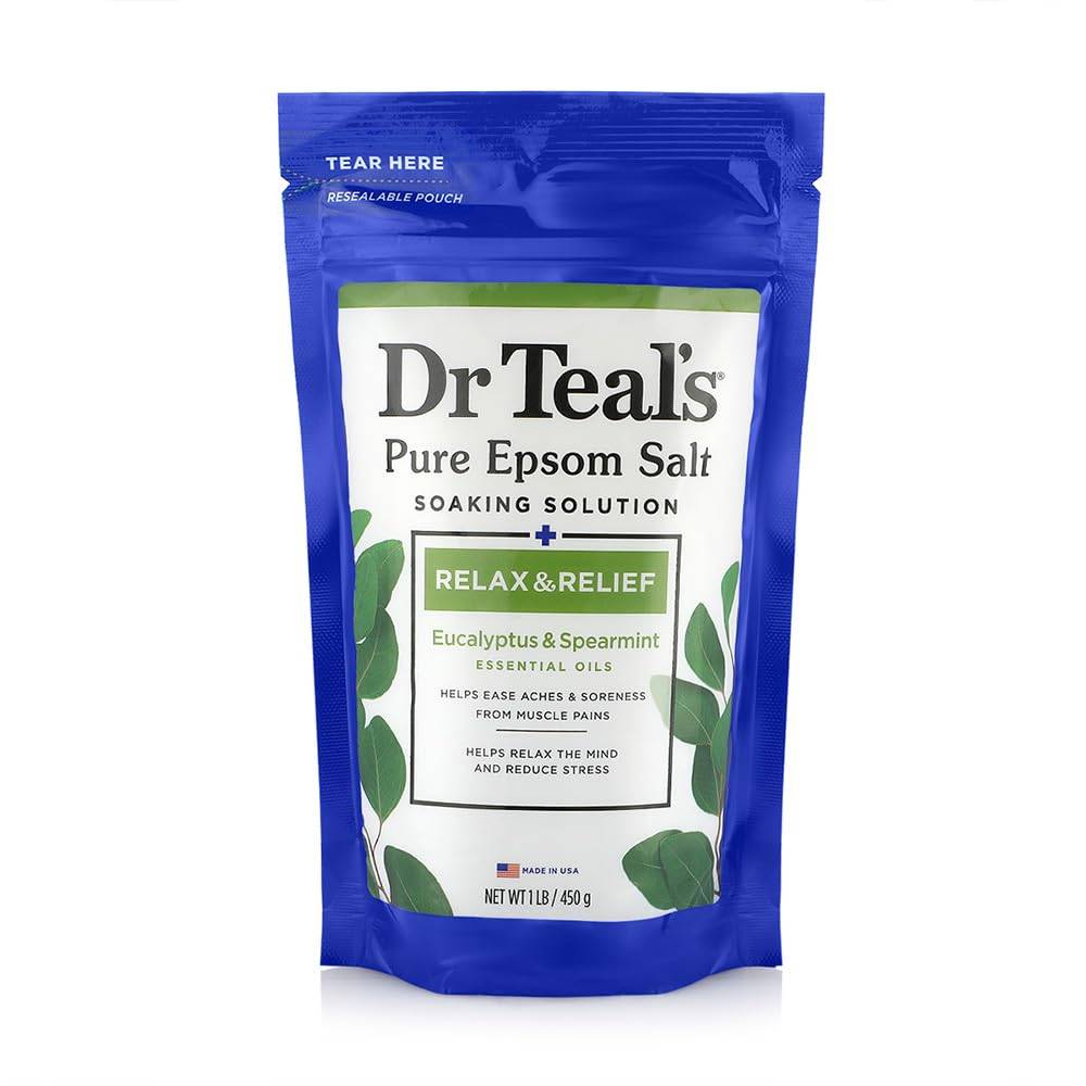 Dr Teal's Ren Epsom-badsalt, Avslappning & Lindring med Eukalyptus & Grönmynta, 450g