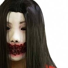 1 st. läskig Halloweenmask: Kvinnlig spökhuvudbonad för maskerad, spökhus eller bar - Latexmaterial - Multifärgad (1 st rutten mun-typ)
