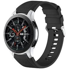 Mastten 22mm Silikon Armband kompatibel mit Samsung Galaxy Watch 3 45mm/Galaxy Watch 46mm/für Huawei Watch GT2 46mm, Weiches Silikon Sport Armbänder Ersatzbänder für Männer Frauen, Schwarz