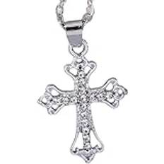 Tjejtillbehör Crucifix Halsband För Kvinnor, 925 Sterling Silver Cross Halsband Bländande Kristall Jesus Crucifix Halsband Kristna smycken, Jesus Cross Halsband, Cross Necklace With Jesus Birthday