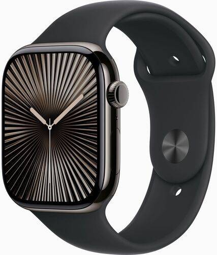 Apple Watch Series 10 Titan 46 mm (2024) | GPS + Cellular | skiffer | Sportband M/L | svart