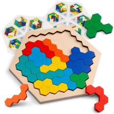 Træ Tangram Puslespil, Tetris Tangram Montessori Puslespil Geometrisk Teaser Hjernepuslespil