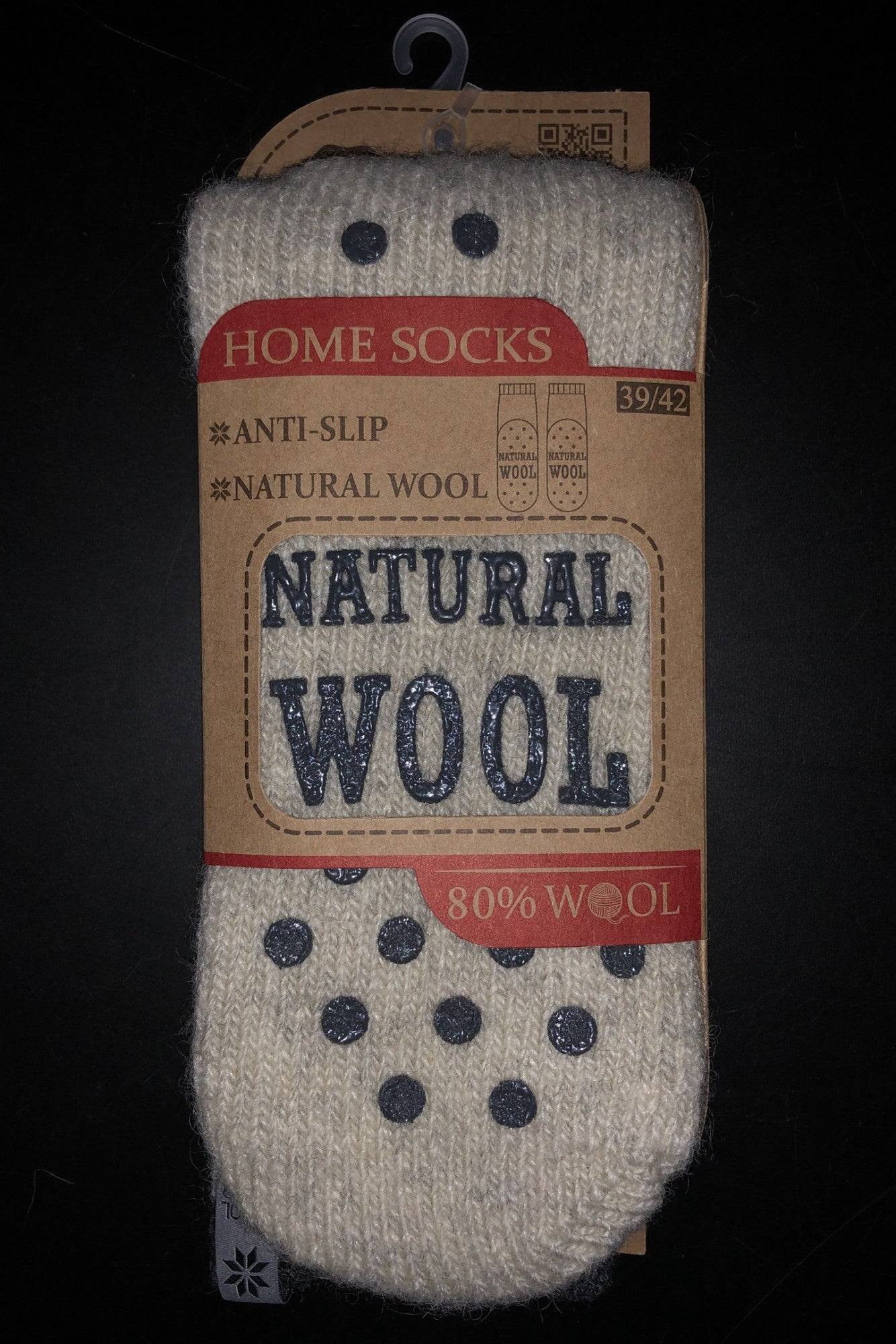 Woolwear skridsikre sokker med silikone dupper - Lysegrå - 39-42