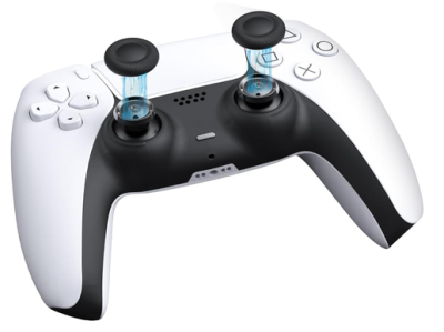 Joystick-ersättningsgrepplock för PS5/PS4-kontroll | Silikon tumgrepp lock ersättnings set, halkfri design, kompatibel med PS5/PS4-kontroll, 2-pack - svart
