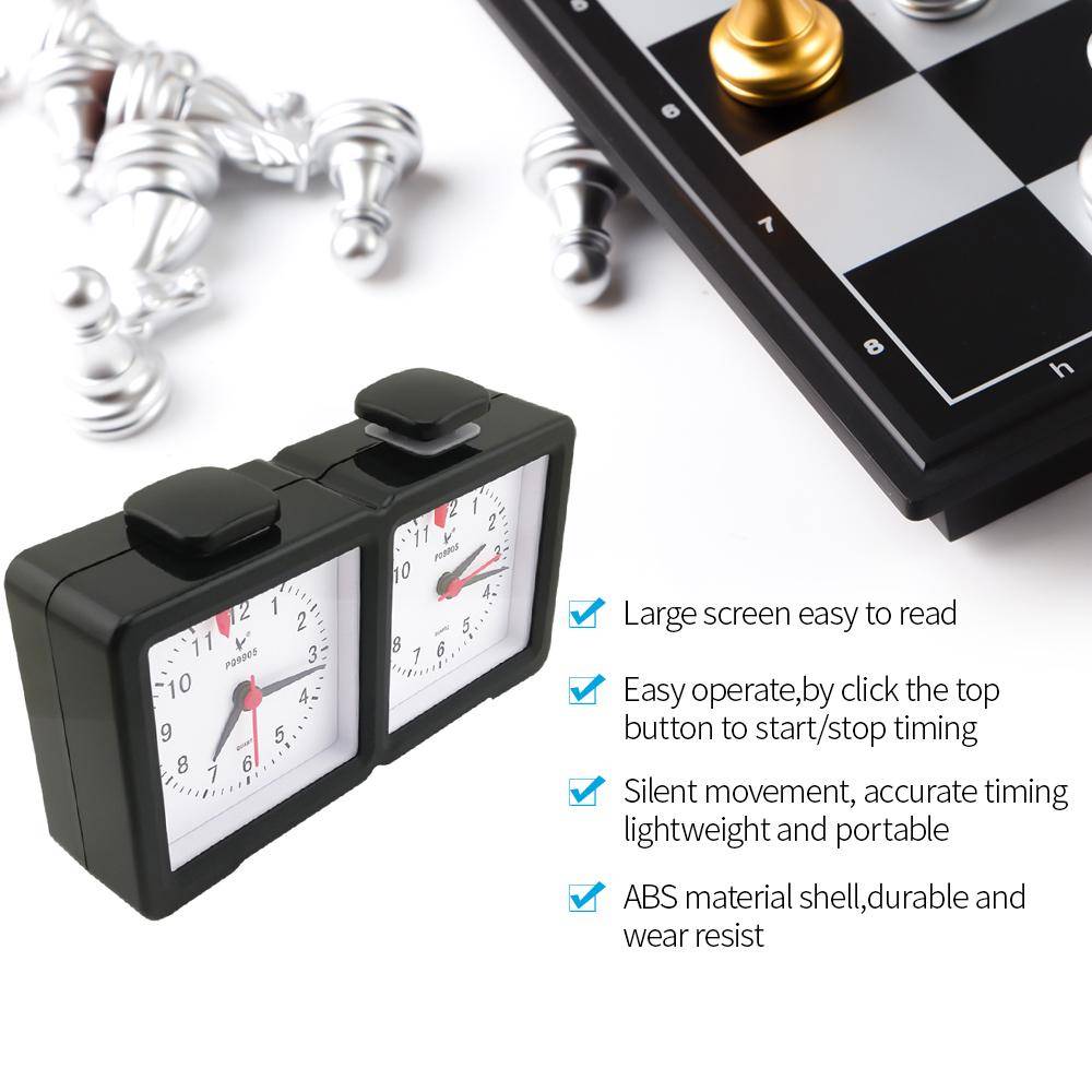 Schackklocka Quartz Elektronisk analog schackklockräkning I-GO Count Up Down Timer svart