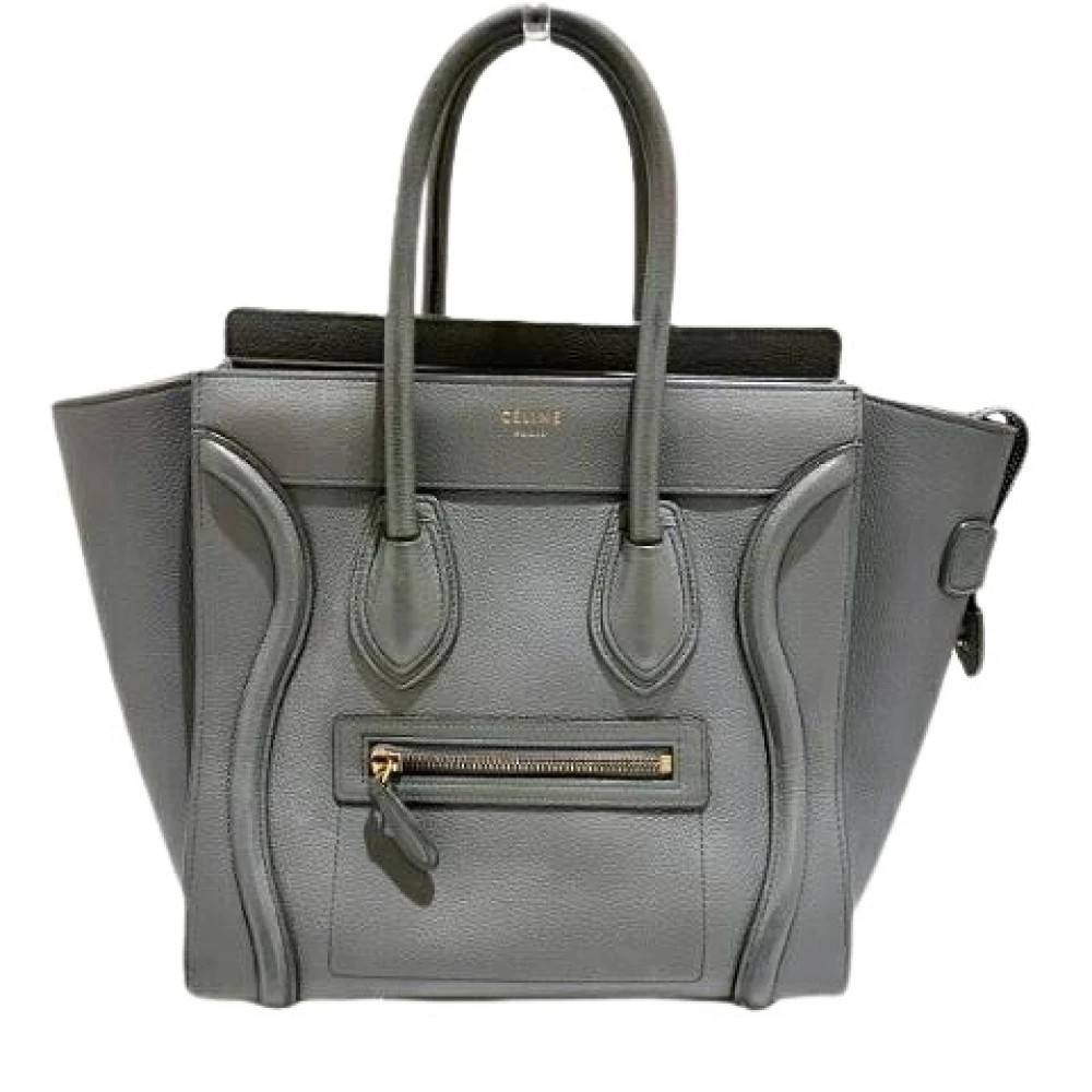 Celine Vintage Pre-owned Luggage Micro Shopper Læder Håndtaske - Vintage - Dame - Grå - ONE SIZE - Læder