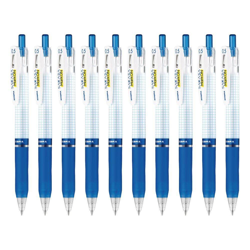 Zebra Sarasa Mark On Gel Ballpoint 10 Pen, 0.5mm, Blue, Pens, B-JJ77-BL blå