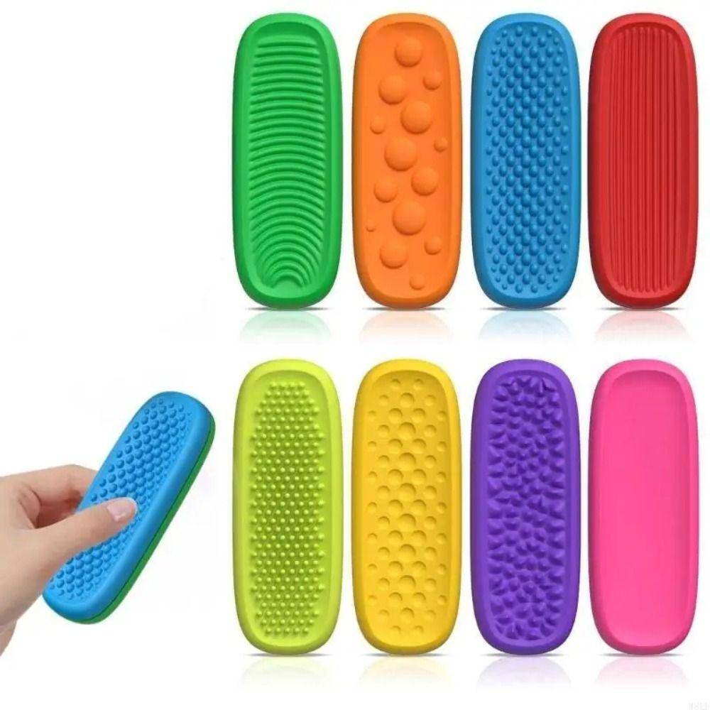 Quiet Calming Sensory Fidget Toys Fidgeting Toy Hyperactivity Silicone Sensory Strip Soft Safe Colorful Textured Worry Stones green