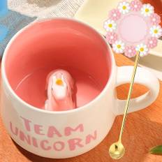 Arawat Unicorn Mug 3d Animal Mugs Med Unicorn Figur Inside 350ml Unicorn Mug Med Sked Unicorn Gift Cute Coffee Tea Mug Gifts Unicorn Cup Födelsedagspresent Till Flickvän Kvinnor