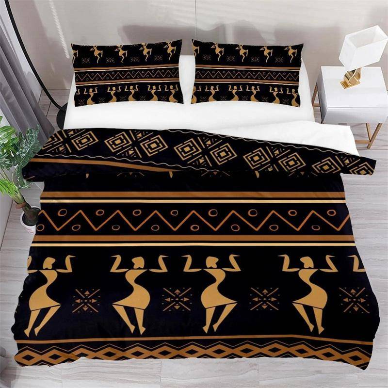 Afrikansk kvinna Sängklädesset Vintage Afrika Land Täcke Örngott för Barn Pojkar Flickor Tonåringar Boho Stil Exotisk Nation Mikrofiber 70x133cm 2pcs