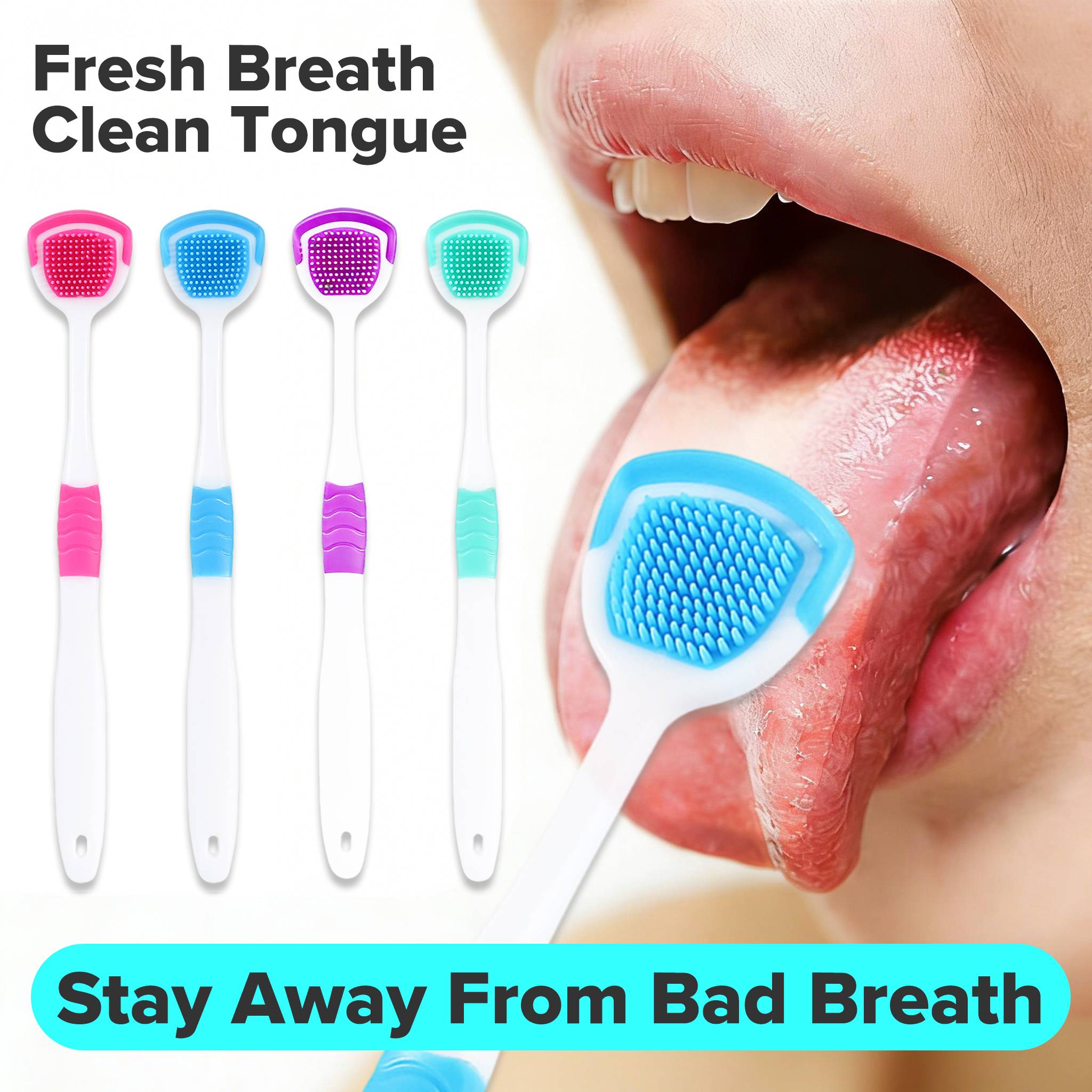Tongue Scraper Oral Hygiene Tool Instant Fresh Breath Deep Tongue Cleaning Reusable Oral Cleaning Brush Daily Oral Care Kit