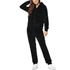 IQYU jumpsuit dam vinter plysch onesie pyjamas för dam jumpsuit pyjamas vinter onesie dam mysig gosig gosig byxa dam fluffig partner pyjamas jul par, Svart1, L