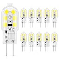 DiCUNO 10-pack G4 1,5W LED-lampa, 160LM, AC/DC 12V glödlampor, Ersättning för 15-20W halogen, Kallvit 6000K, Inte dimbar, Ingen flimmer, LED-stiftbaslampa, Liten glödlampa