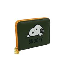 Coin Purse Cute Bellows Round Zipper Mini Wallet Green [Snoopy] Women's grön