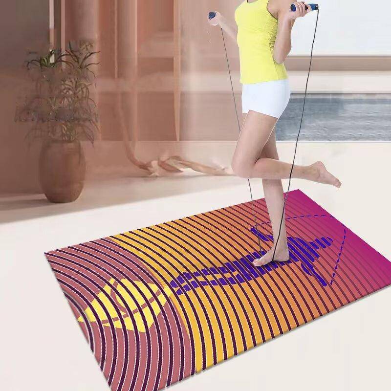 Colorful Soft Skip Rope Mat Large Non-slip Indoor Room Fitness Sports Shock Absorption Skip Rope Mat Yoga Carpet Tatami Area Rug 60*160cm