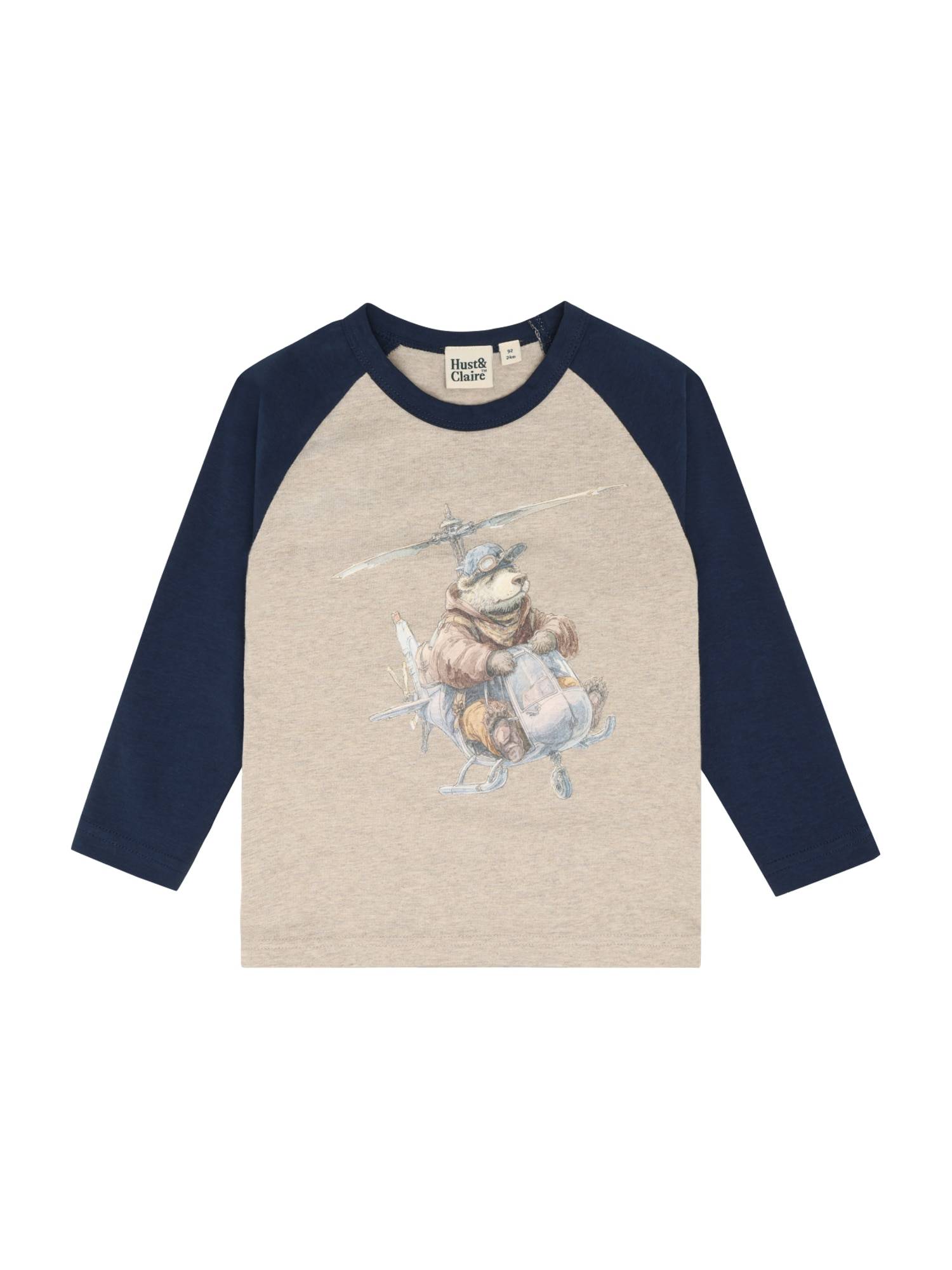 Hust & Claire T-shirt 'Anton Helicopter' marinblå / ljusblå / brun / gråmelerad