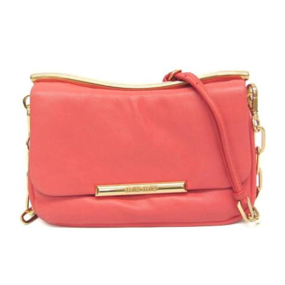 Miu Miu Pre-owned Pre-owned Læder Skuldertaske - Vintage - Dame - Orange - ONE SIZE - Uld