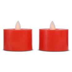 LED fyrfadslys stearin - 2 stk. - 3 cm - m/bevægelig flamme - (flere farver) - Rød
