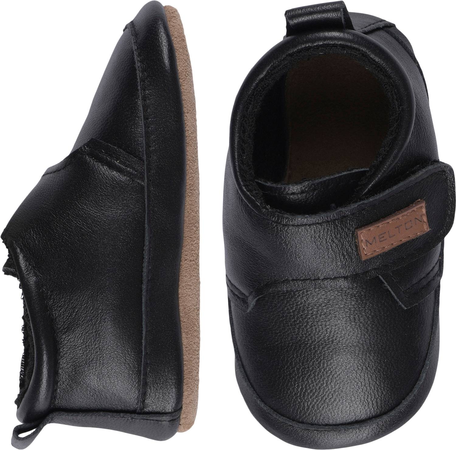 Melton Leather Slippers With Velcro Stl. 23/24 - Tofflor Från Magasin - Black (23/24)
