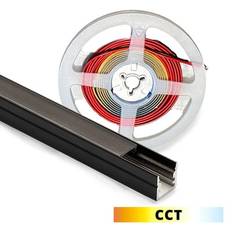 Profilsæt til akustikpanel, CCT LED strip, Sort cover, Endestykker