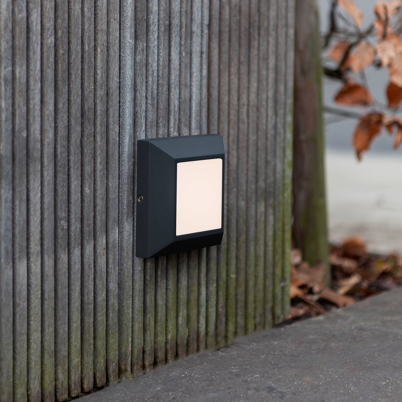 LUTEC LED utomhus vägglampa Helena, Svart, Aluminium / grå / zink, Modern, LED-vägglampa utomhus