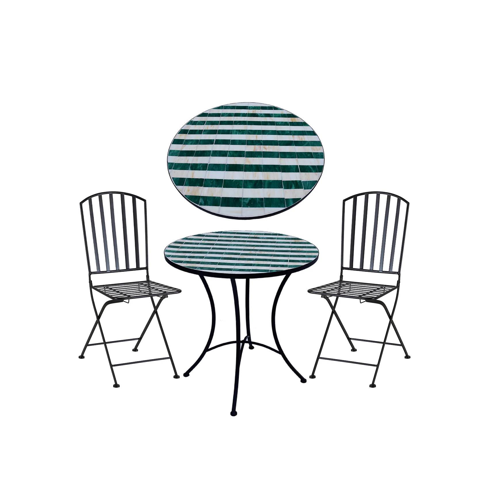 Palermo/Venice caféset svart / grön randig - Svart/Vit/Orange