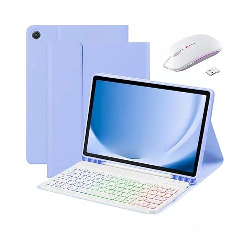 Tangentbord fodral för Samsung Galaxy Tab S9 11”/ Tab S9 FE 10.9” 2023 Tablet，Inbyggd S Pen Holder - Slim Smart Cover med avtagbart Bluetooth-tangentbord med mus (Purple)