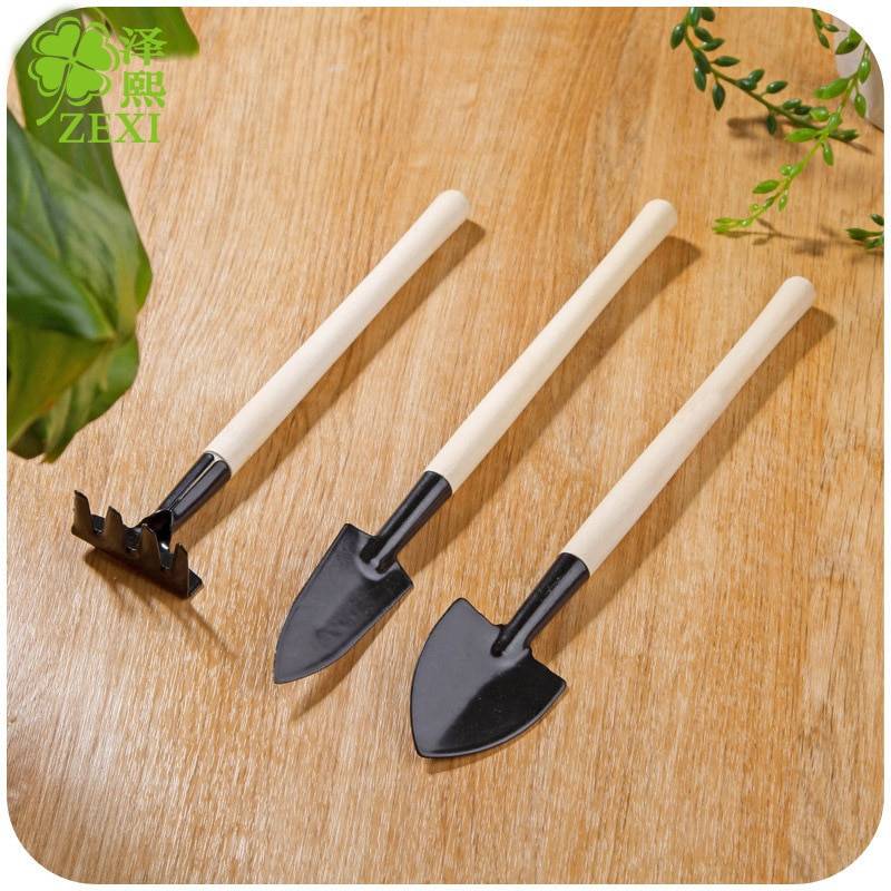 3 st mini metall trädgård handtag spade rake set ogräsverktyg bonsai blommor kruka verktygsset metall huvud spade trädgårdsredskap